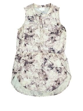 Quinn Singer Marble Print Sleeveless 100% Pure Silk Tunic in Lavender  $208